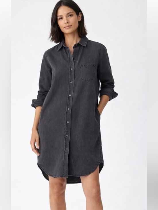 Quince Dresses & Skirts - NWT Quince Women's
Distressed Denim Black Wash Shirt Dress FLAWED Size L.
